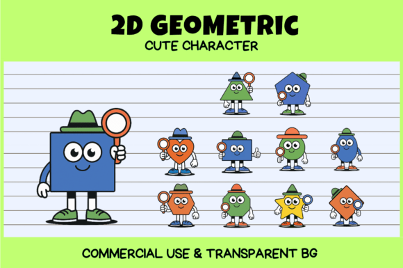 2D Geometric Cute Character Color: A Modern Design Asset