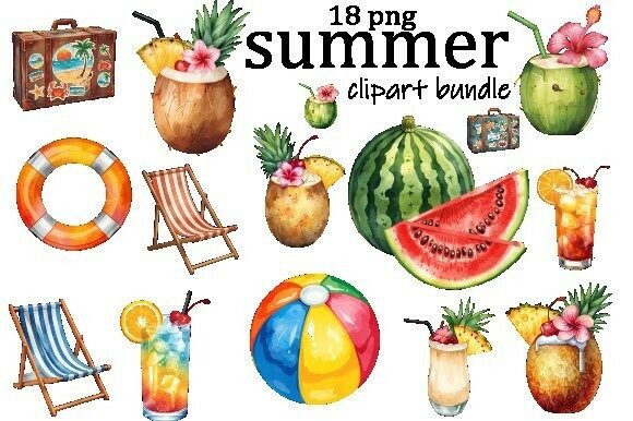 Capture the Vibe: Watercolour Summer Tropical Elements
