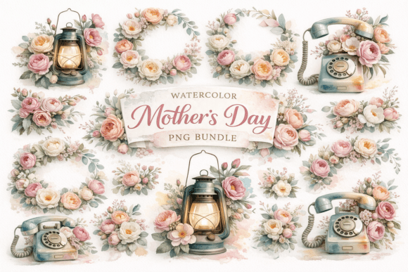 Elevate Your Mother's Day Projects with Watercolour PNG Set