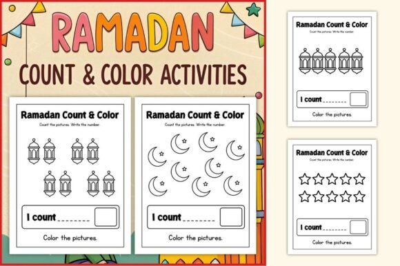 Engaging Ramadan Count & Color Activities for Young Learners