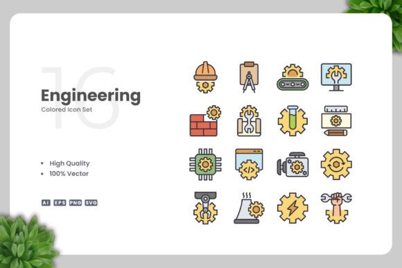 Engineering Color Icons: Clean Vector Graphics for Modern Design