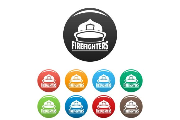 Firefighters Helmet Icons Set Color: Bold Visuals for Your Brand