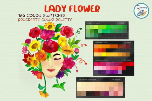 Lady Flower Procreate Color Palettes: Your Floral Design Shortcut