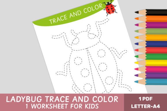 Ladybug Trace & Color Worksheet: Fine Motor Fun