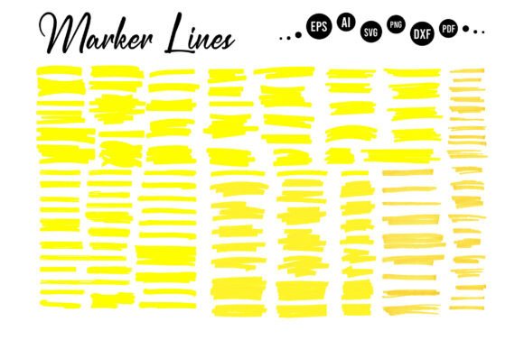 Marker Lines: Color Ink Pen Brush Stroke Creative Assets