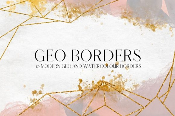 Pink Watercolour and Glitter Geo Borders: A Designer's Dream Clipart
