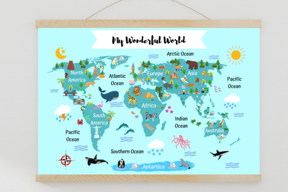 Transform Your Nursery with World Map Nursery Posters Blue Color