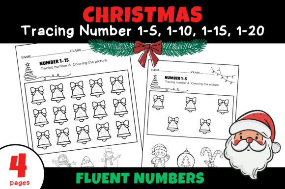 Winter Math Trace and Color Number 1-20